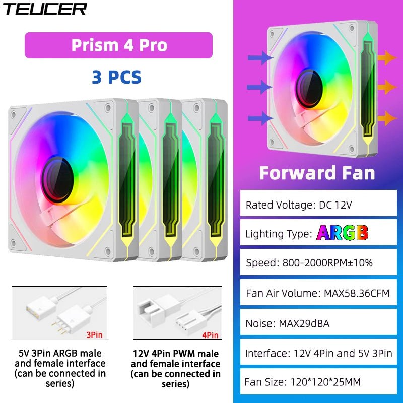 TEUCER Prism4 Pro 120mm ARGB PC Case Fans — 4-Pack PWM - Tango's TechTEUCER Prism4 Pro 120mm ARGB PC Case Fans — 4-Pack PWMPC Cooling & ComponentsTango's TechTango's Tech