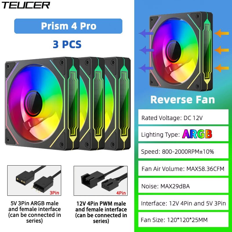 TEUCER Prism4 Pro 120mm ARGB PC Case Fans — 4-Pack PWM - Tango's TechTEUCER Prism4 Pro 120mm ARGB PC Case Fans — 4-Pack PWMPC Cooling & ComponentsTango's TechTango's Tech