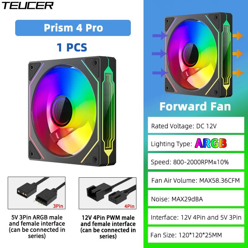 TEUCER Prism4 Pro 120mm ARGB PC Case Fans — 4-Pack PWM - Tango's TechTEUCER Prism4 Pro 120mm ARGB PC Case Fans — 4-Pack PWMPC Cooling & ComponentsTango's TechTango's Tech