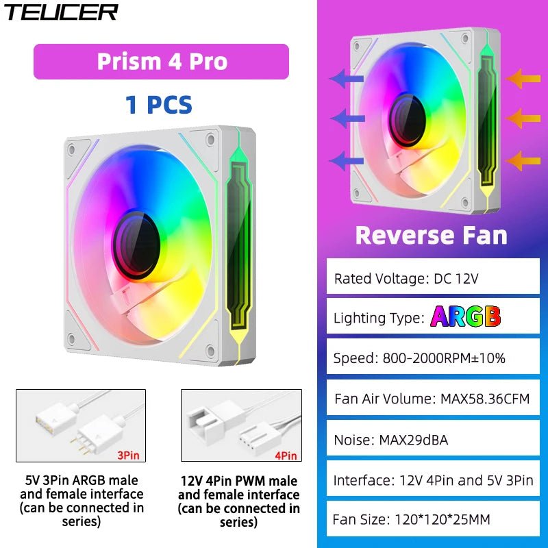 TEUCER Prism4 Pro 120mm ARGB PC Case Fans — 4-Pack PWM - Tango's TechTEUCER Prism4 Pro 120mm ARGB PC Case Fans — 4-Pack PWMPC Cooling & ComponentsTango's TechTango's Tech