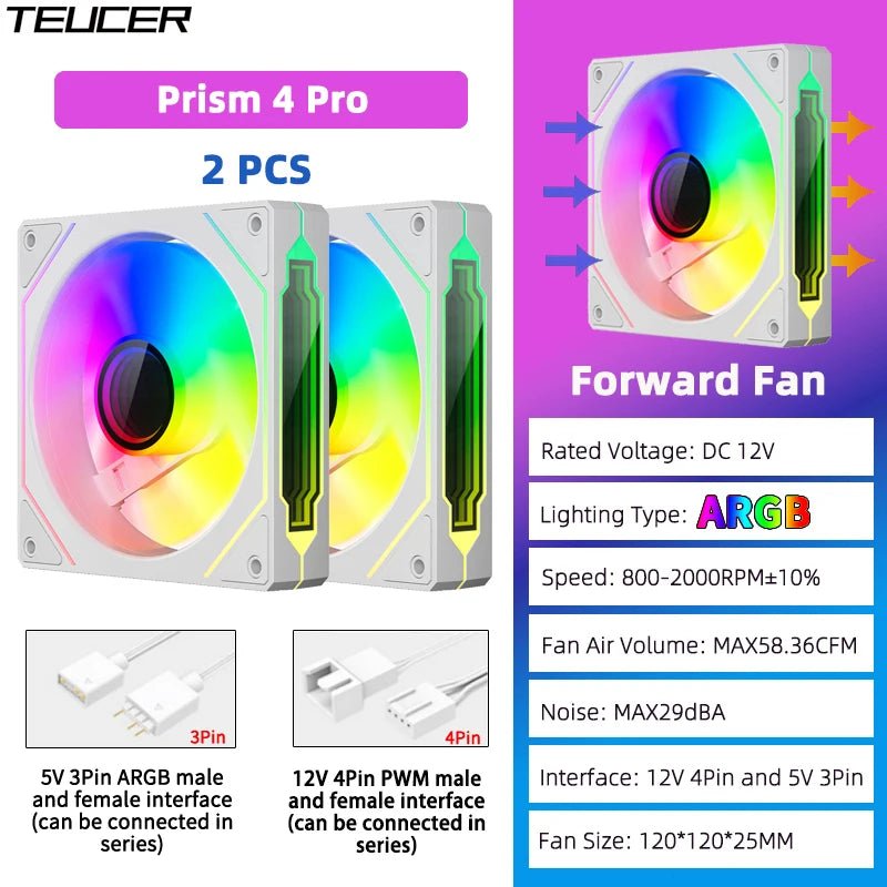 TEUCER Prism4 Pro 120mm ARGB PC Case Fans — 4-Pack PWM - Tango's TechTEUCER Prism4 Pro 120mm ARGB PC Case Fans — 4-Pack PWMPC Cooling & ComponentsTango's TechTango's Tech