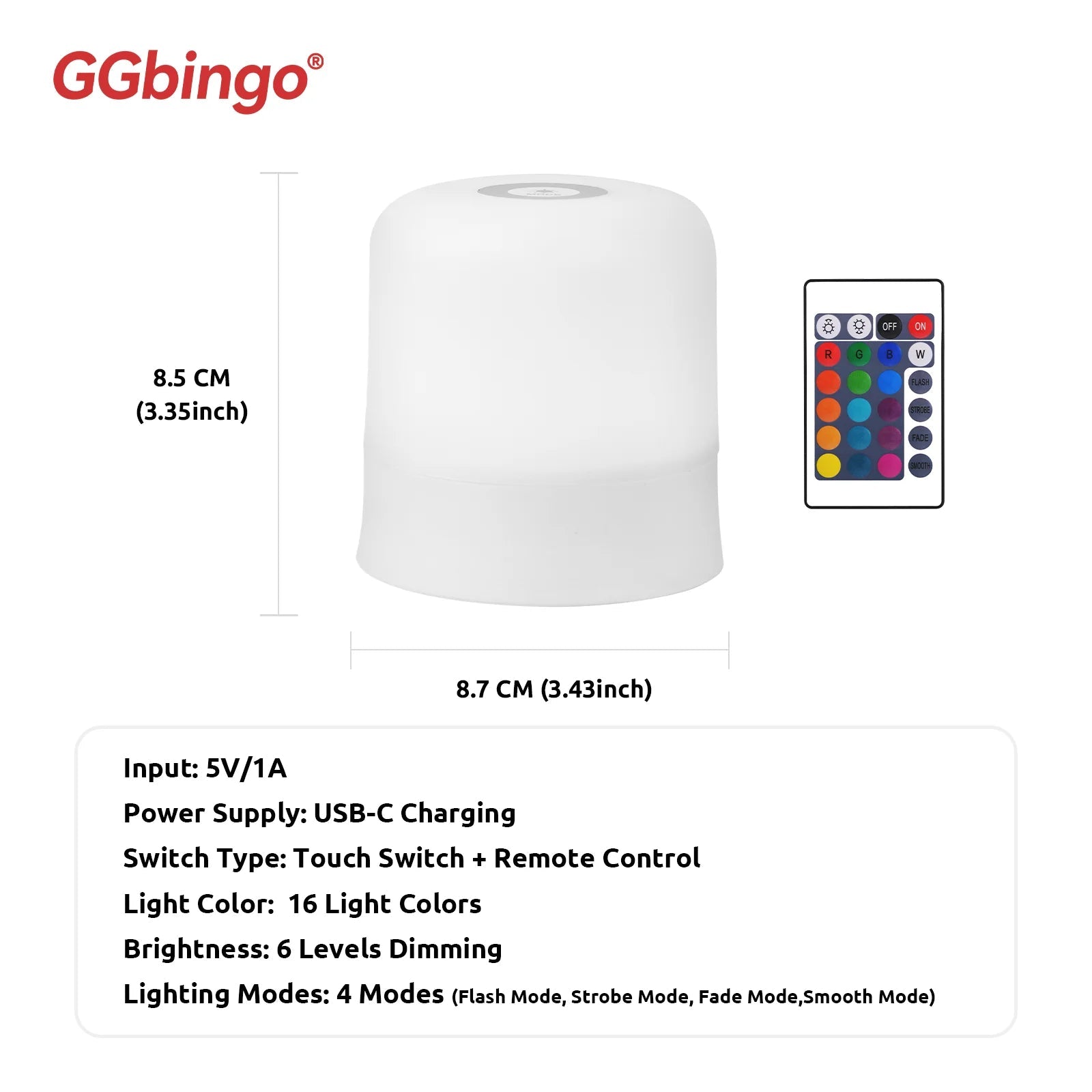 Touch Night Light — RGB Dimmable Rechargeable Table Lamp - Tango's TechTouch Night Light — RGB Dimmable Rechargeable Table LampFlashlights & LightingTango's TechTango's Tech
